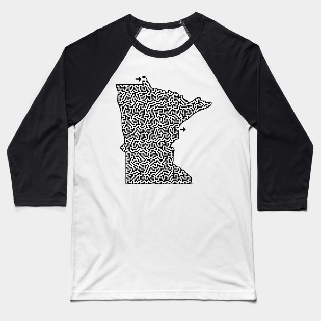 State of Minnesota Maze Baseball T-Shirt by gorff